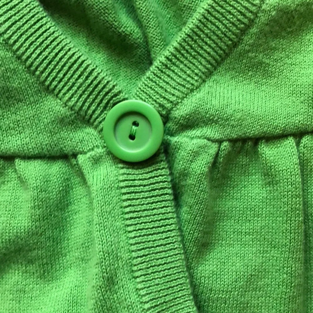 GapKids Green Cropped Button Short Sleeve Cotton Sweater Size XS 4 5 Girls
